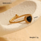 NMSR-G359-3 Black Love Heart-Shaped Ring