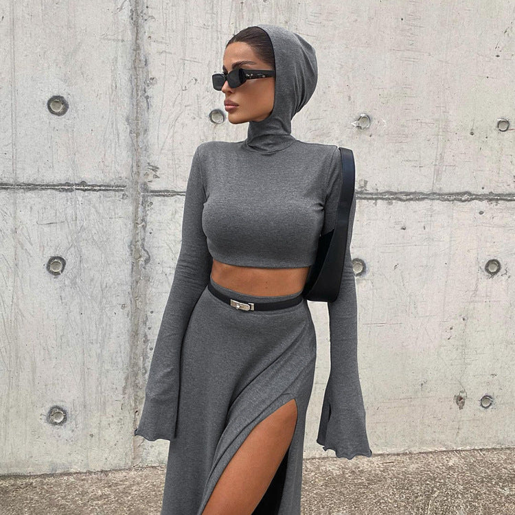 Hooded Top & Skirt Set