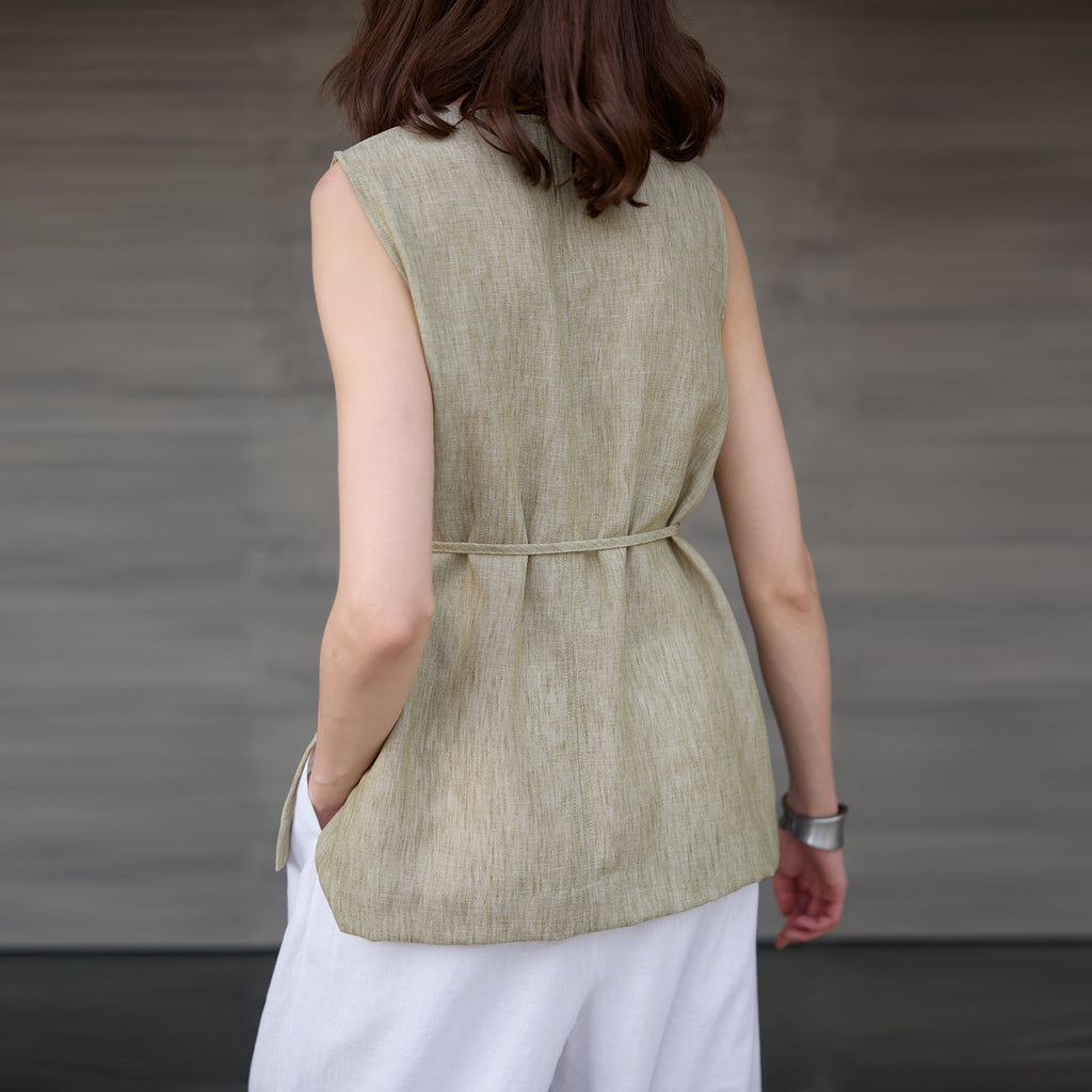 Women's Linen Lace-Up Sleeveless Tank Top