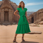 Solid-Color Mid-Length Dress