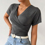 Women's Deep-V Pleated Knit Top