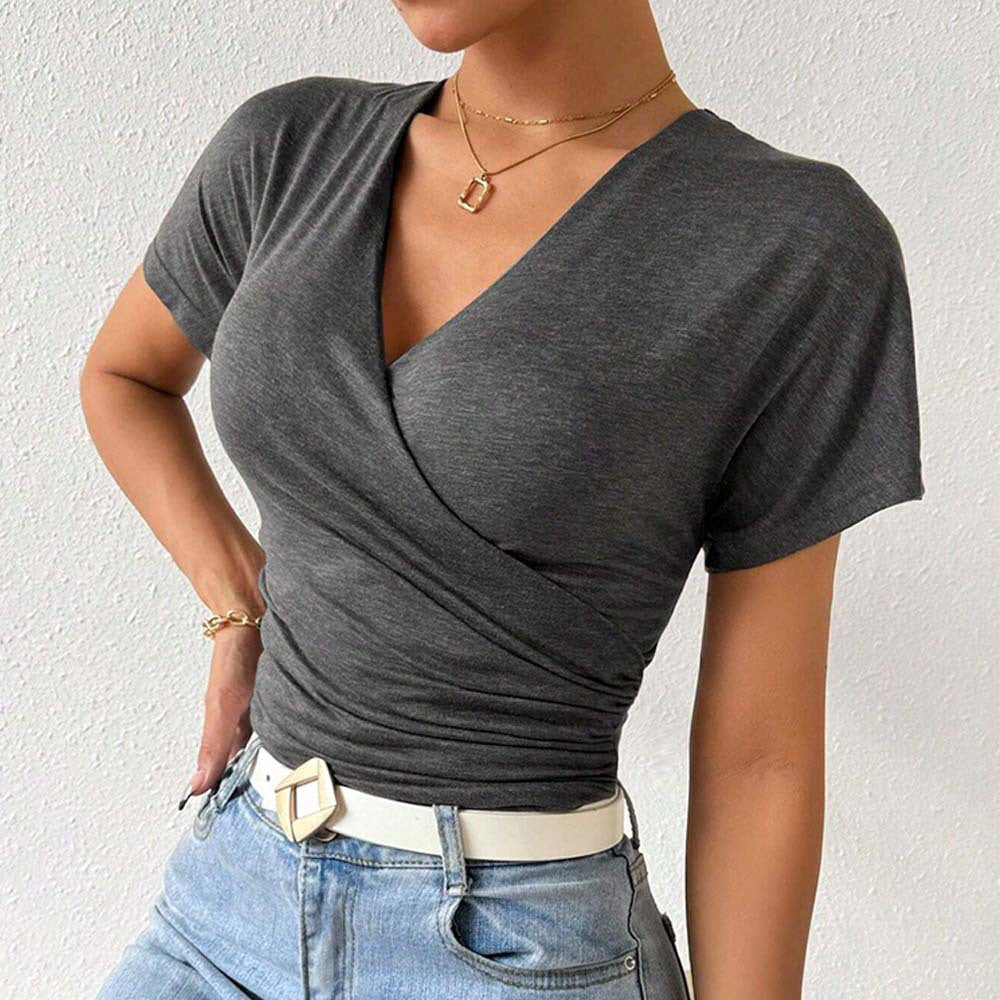 Women's Deep-V Pleated Knit Top