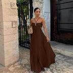 Women's Solid Color Tube Top Pleated Sleeveless Sling Top