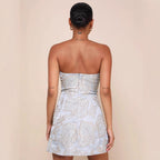 Women's Strapless Floral Embroidered Mini Dress