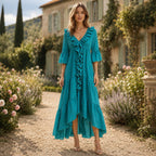 Women's French Ruffle V-Neck Vacation Dress