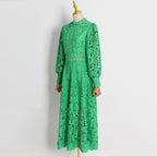 Women's Embroidered Puff-Sleeve A-Line Dress