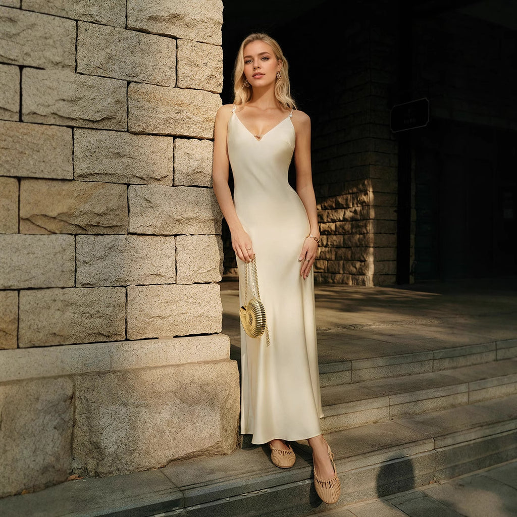 Women's Satin Backless Dress