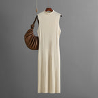 Solid Color Slim Fit Stretch Knitted Sleeveless Vest Summer All Dress
