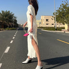 Simple Round Neck Short Sleeve High Waist