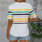 Women's Women Clothing Color Striped Short Sleeved T Shirt For Women Summer