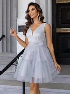 Women's Sequin Stitching Net Falbala Dress