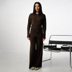 Knit Cardigan & Bootcut Pants Set