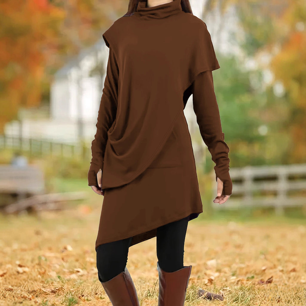 Black Asymmetric Two-Piece Long-Sleeve Set