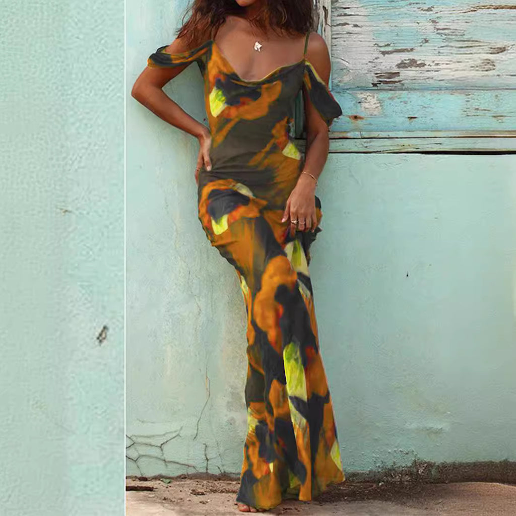Popular Sexy Printing Slip Dress Maxi Dress