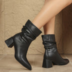 5cm Elegant Pointed Ankle Boots Women Chunky Heel Autumn Winter High Heeled Skinny Boots Casual Women Boots