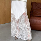 Lace Stitching See Through Skirt Hip Skirt