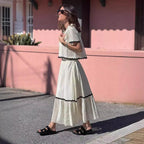 Women's Comfort Shirt Collar Lace Skirt