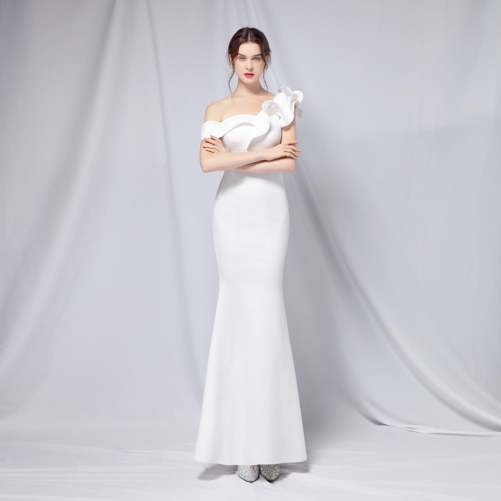 Women's Off-Shoulder Banquet Evening Dress Maxi Party Long Elegant Slim
