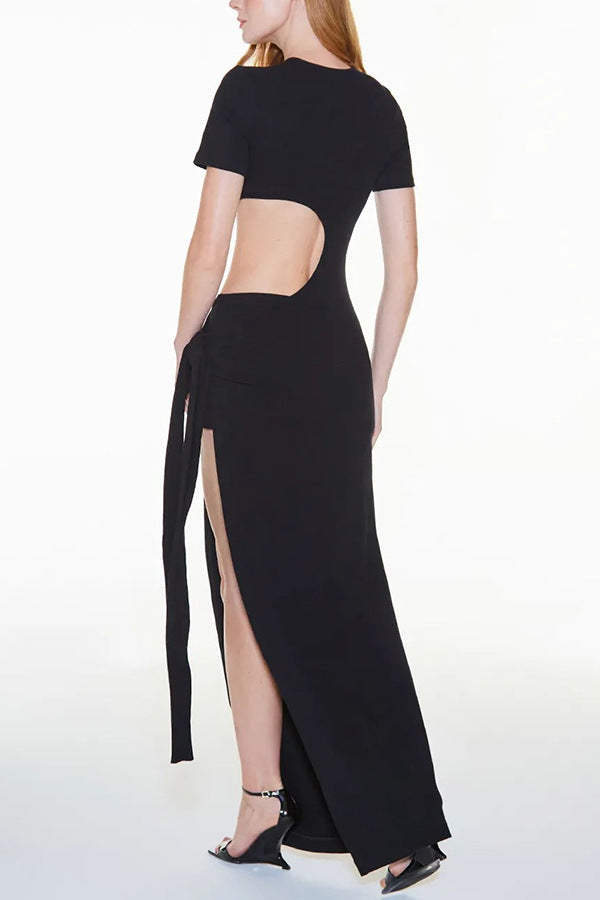 Women's Backless Cutout Slit Bodycon Maxi Dress