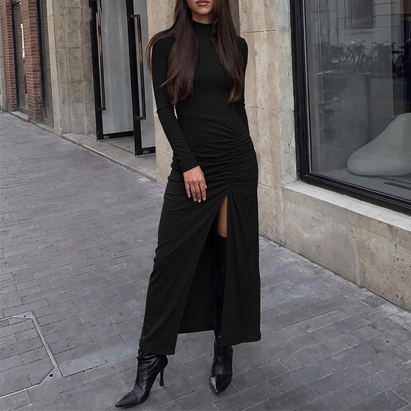 Knitted Inner Match Sheath Long Dress Bottoming Half Turtleneck