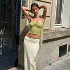 's Clothes Off Shoulder Mesh Wrapped Chest Slim Fit Short Vest Top
