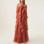 Women’s Ruffled Halter Backless Maxi Dress