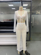 Women's Lace Knit Mesh Two-Piece Skirt Set