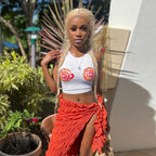 Women Clothing Summer Round Neck Floral Print Cropped Sexy Vest