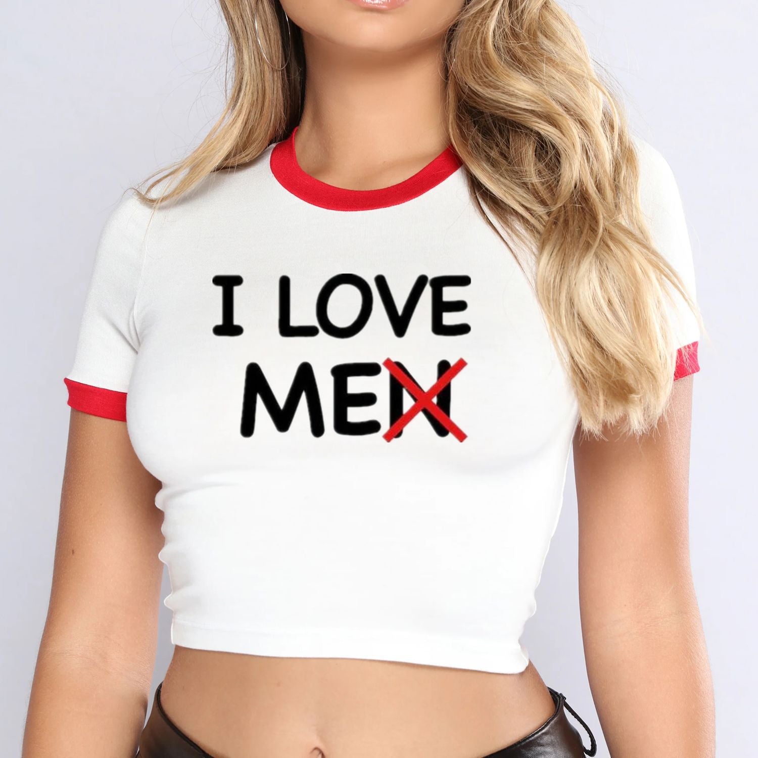 Women’s I Love Graphic Cropped T Shirt