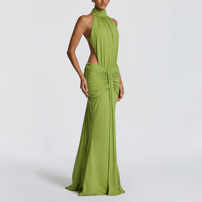 Women's High-Neck Backless Sheath Dress