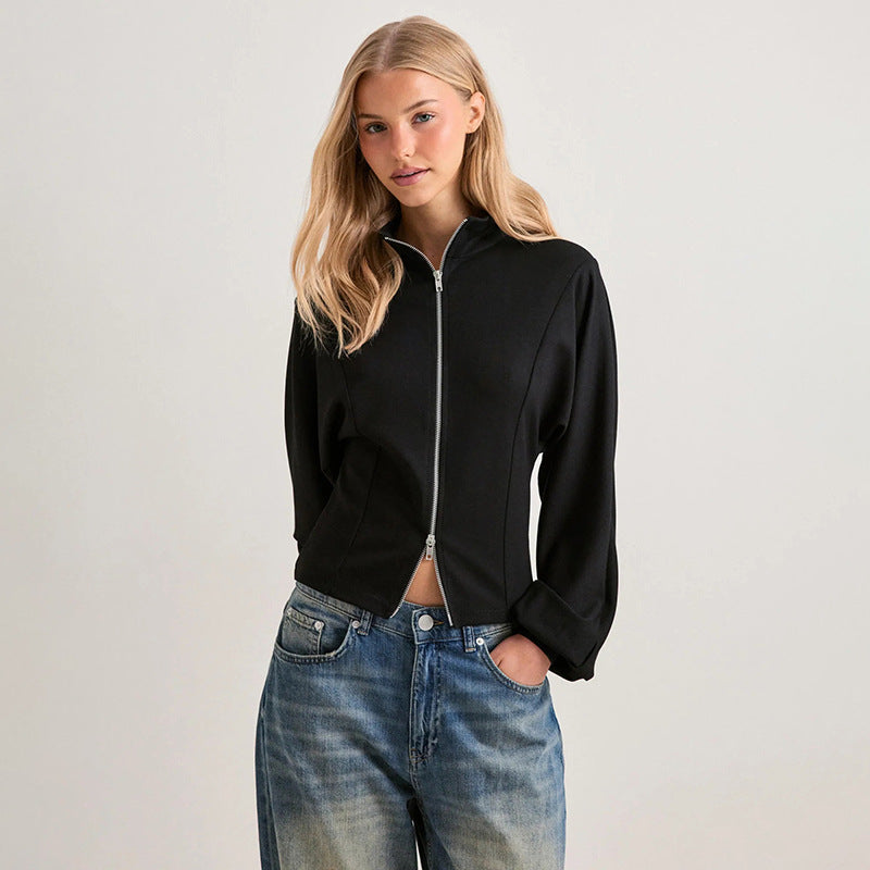 Women's Double-Zip Slim-Fit Long-Sleeve Pullover