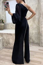 Autumn Elegant Women Patchwork Trousers High Waist Women Jumpsuit