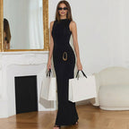 Women's Stand-Collar Ring Cutout Backless Dress