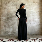 Women's Pleated Long Sleeve Dress