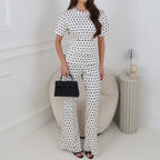 Summer French Retro Young Round Neck Polka Dot Set