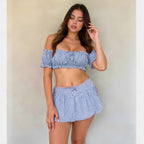 Women Clothing Summer Plaid Sexy Bow Tube Top Sexy Short