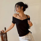 Women Clothing Summer Sexy V neck off Shoulder Backless