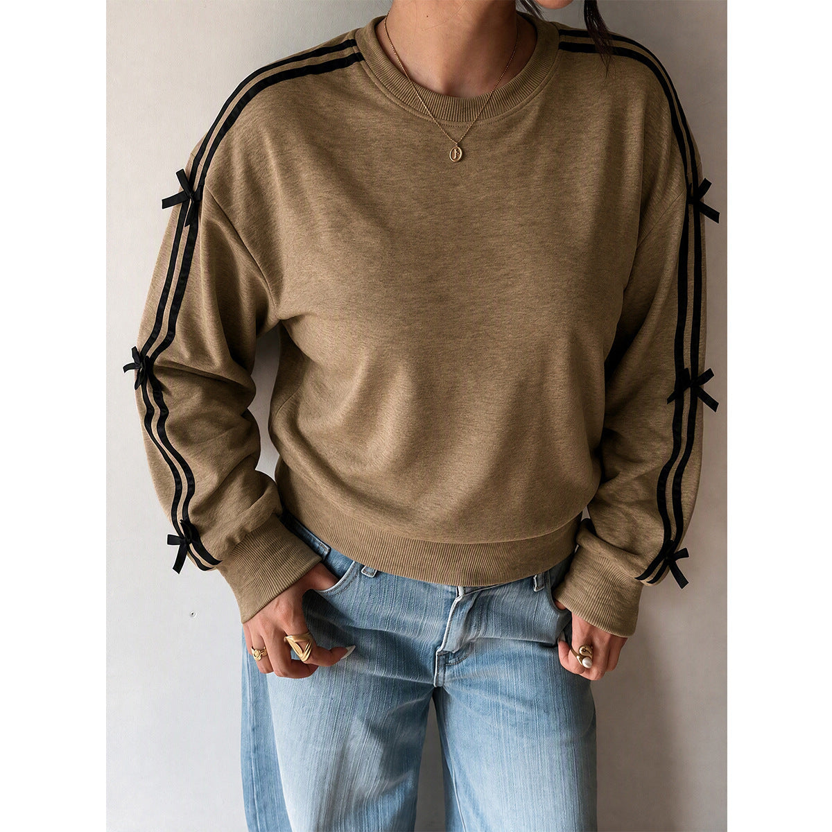 Women's Striped Bow-Detail Pullover Top