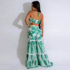 Women's Lace Up Tube Top With Loose Wide Leg Pants Two Piece Set