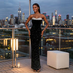 Women's Strapless Rhinestone Bodycon Maxi Dress