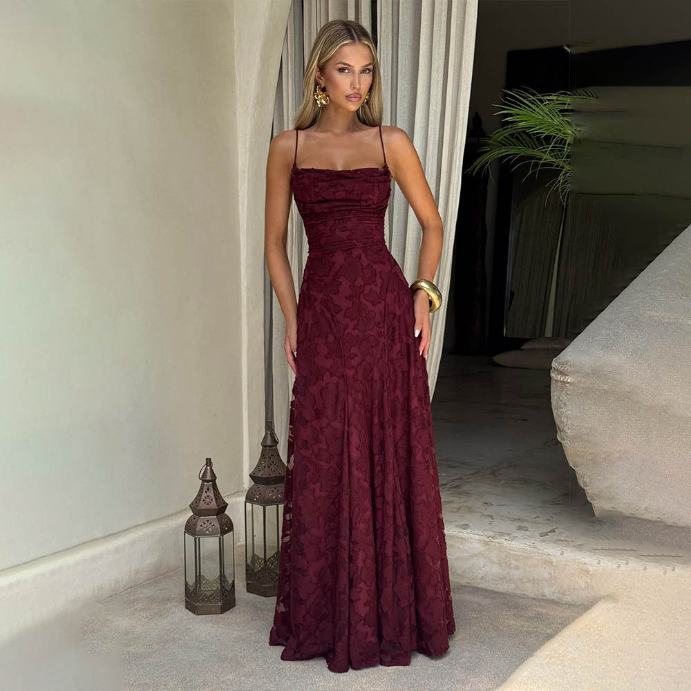 Women's Summer Women Clothing Sexy Strap Chiffon Elegant Backless Evening Dress