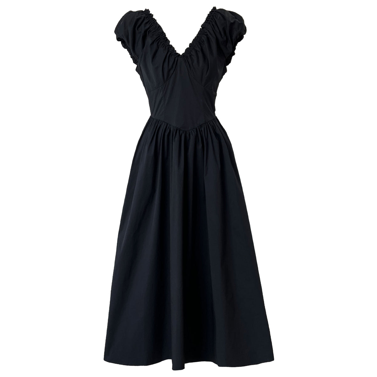 French Fitted Waist Backless V-Neck Dress Elegant Sleeveless Pleated