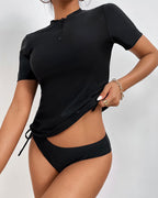 Short Sleeve One-piece Swimwear