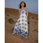 Women's Summer Vacation Halter Spaghetti Straps Maxi Dress Sleeveless Printed Dress