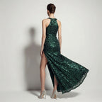 Women's Sequin Halter High-Slit Evening Dress