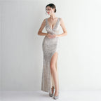 Women's Sequin Slim Fit Evening Party Dress Long Cocktail Slim Fit