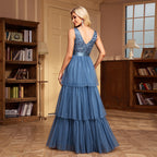 Women's Women Sleeveless V-Neck Back Zipper Full Lining Evening Dress