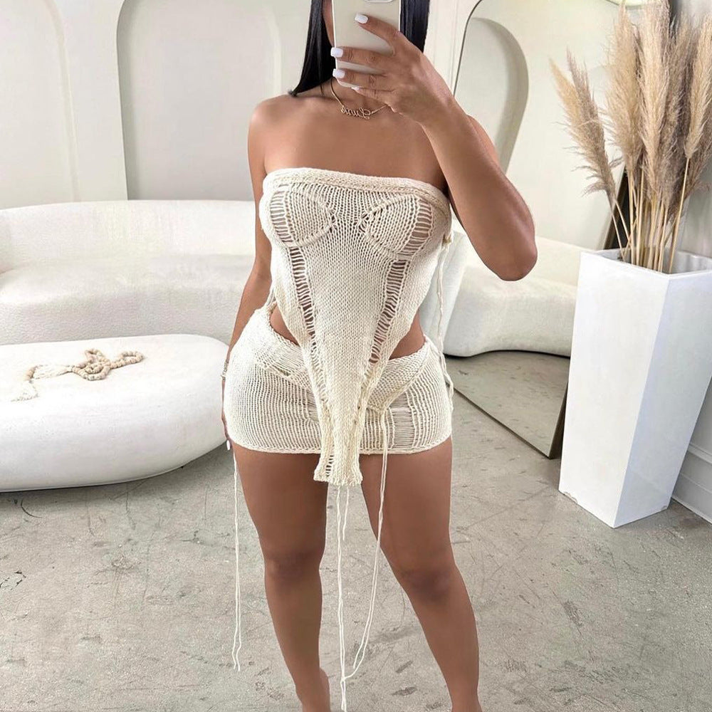 Women's Cropped Cutout Two-Piece Skirt Set