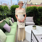 Autumn Strapless Pleated Mesh Slim Fit Patchwork Dress Two Piece Set