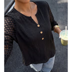Women's V-Neck Mesh-Detail Sweater